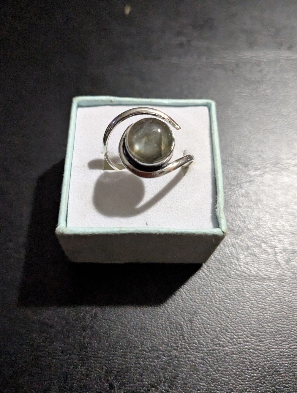 Adjustable Natural Labradorite Bypass Ring  (Open Size)